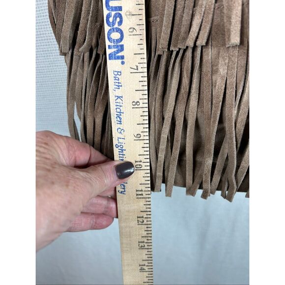 Michael Kors Billy Fringe Boho Crossbody Bag Taupe Suede Studded Western Style - Picture 7 of 16